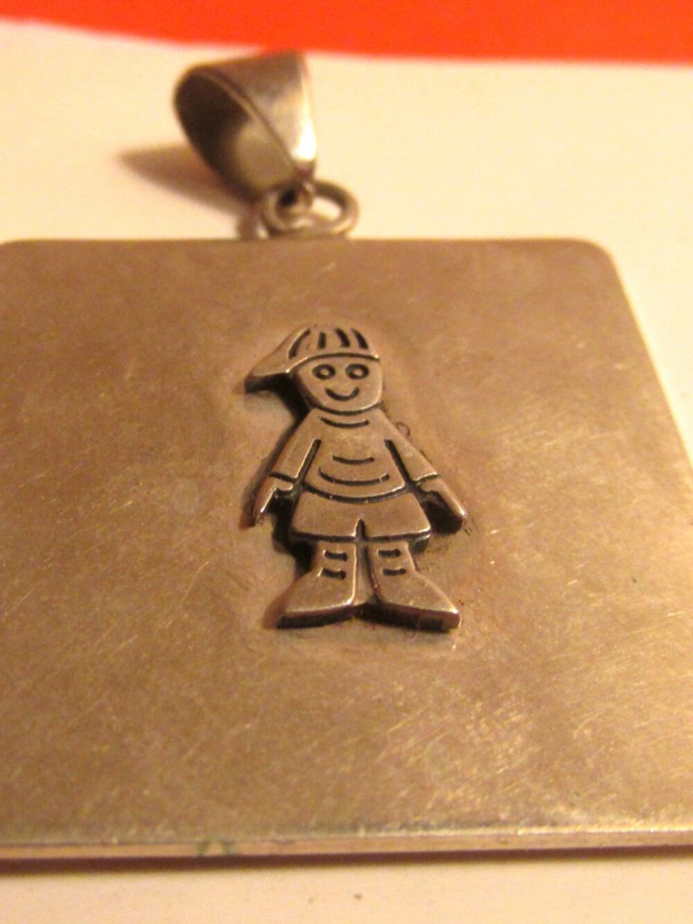 Little Boy Square Necklace Pendant Sterling Silver .925